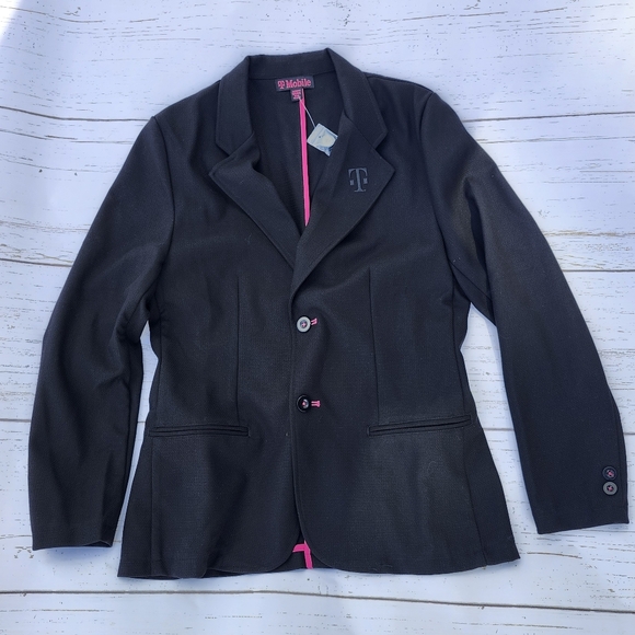 T-Mobile Womens Blazer, Black, Sz Small, Embroidered, Pockets, extra Button - Picture 1 of 4